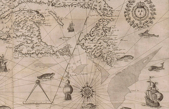Photo d'une très ancienne carte de navigation. 